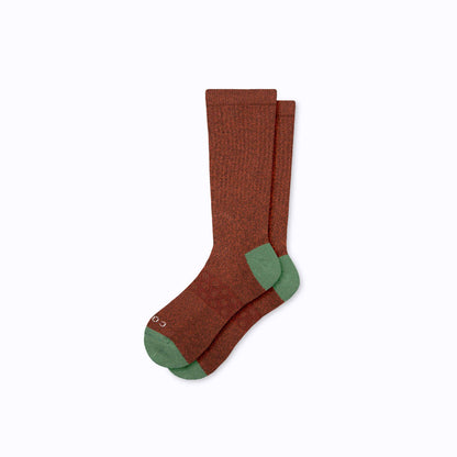 Combed Cotton Crew Socks - Brown