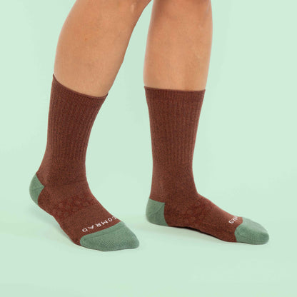 Combed Cotton Crew Socks - Brown