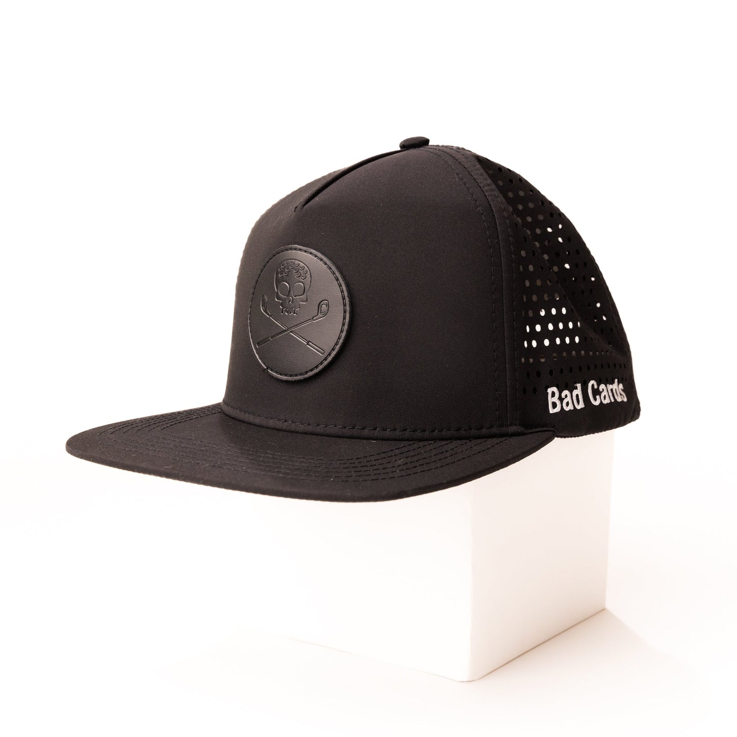 Bad Cards Black on Black Flat-Bill Hat with Laser-cut Back