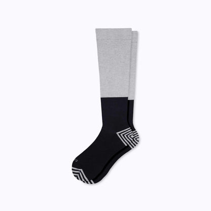 CTK-CB-3800-knee-high-cotton-tencel-colorblock_grey-black_flat-lil - GOLF LEAGUE