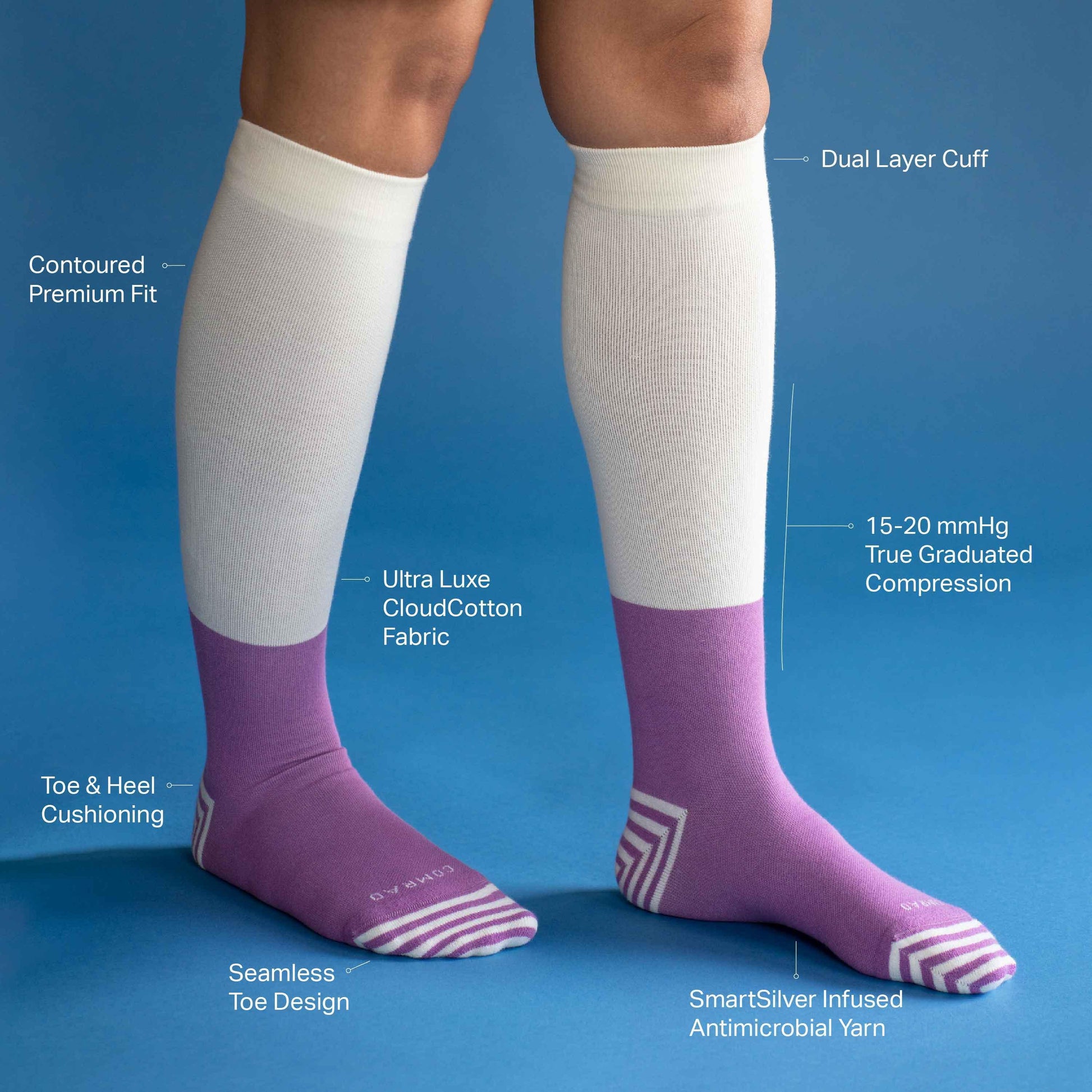 CTK-CB-3800-knee-high-cotton-tencel-colorblock_grey-black_tech-lil - GOLF LEAGUE