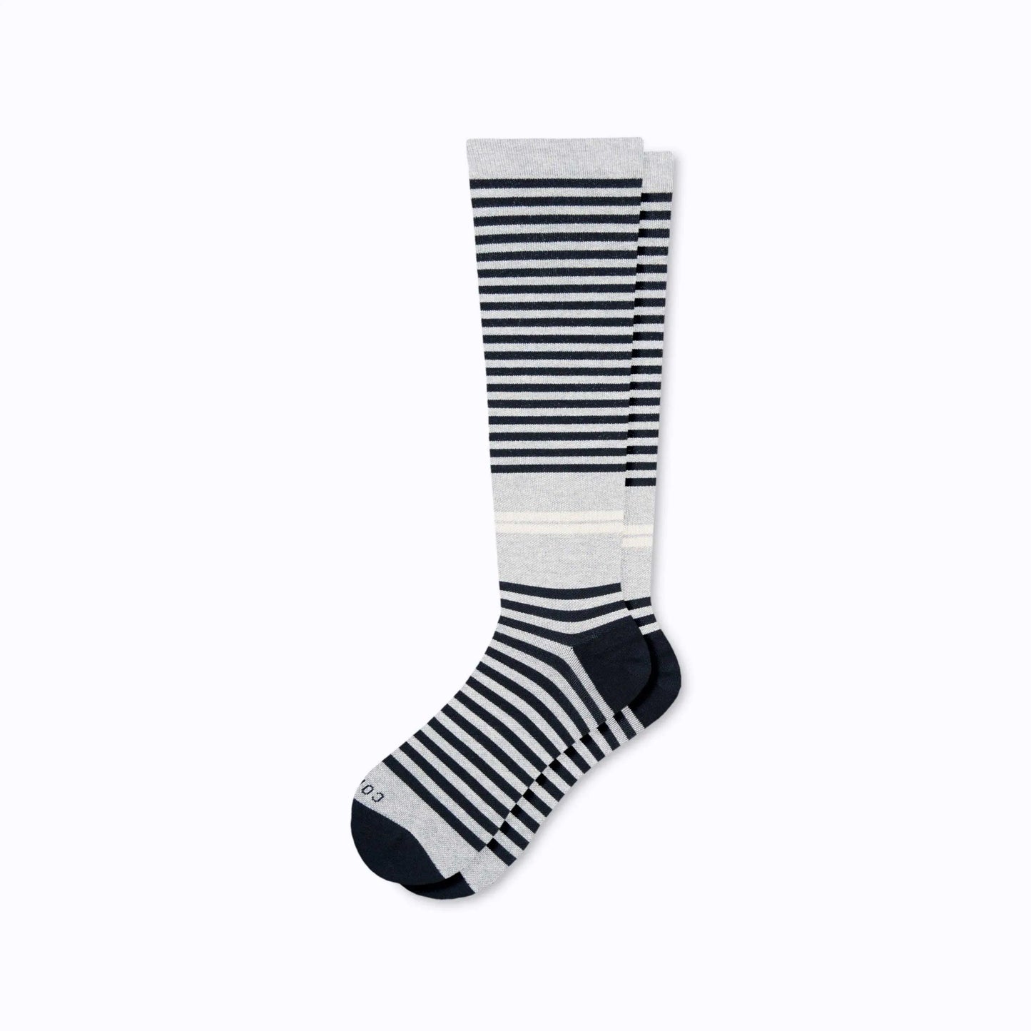 CTK-SK-3809-knee-high-cotton-tencel-stripe_grey-black_flat-lil - GOLF LEAGUE