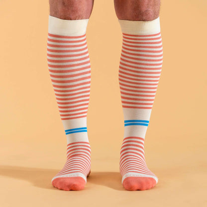 CTK-SK-3936-knee-high-cotton-tencel-stripe_cream-terra-cotta_lifestyle1_11d811e1-72d0-41e2-8447-8bf62ae4f527 - GOLF LEAGUE