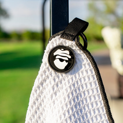 Magnetic Golf Towel with Ball Pocket - White