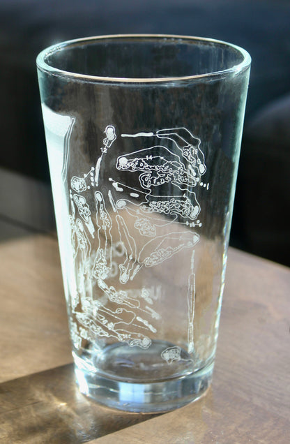 Chambers Bay Golf Course - Laser Engraved Course Map Glasses