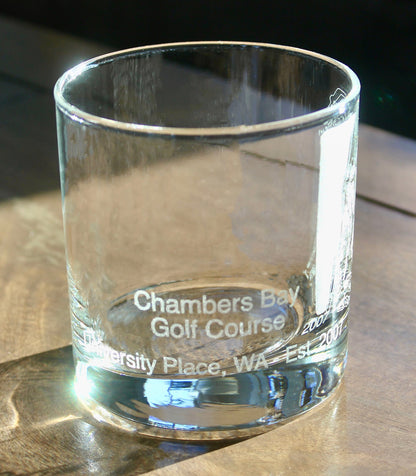 Chambers Bay Golf Course - Laser Engraved Course Map Glasses