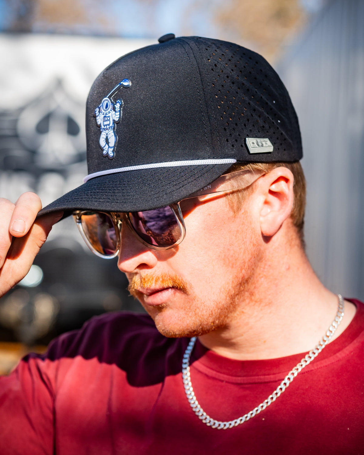 Perforated Rope Hat - Space Golfer - Black