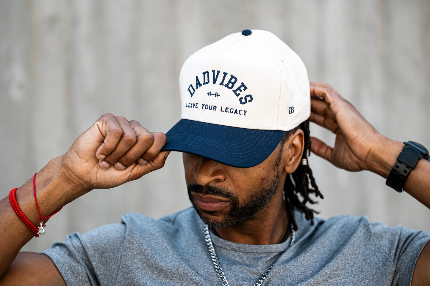 DadVibes 5 Panel Hat (Cream/Navy) - GOLF LEAGUE