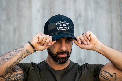 Support Your Local Girl Dad Patch Snapback Hat (Multicam Blackl) - GOLF LEAGUE