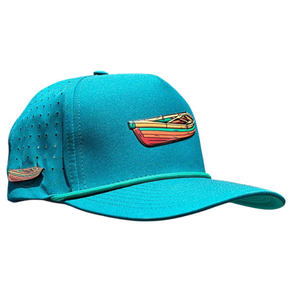 Driftwood Golf Hat | Snapback Cap | Built-in Magnetic Ball Marker Holder + Marker Included | Adjustable | Wood Boat Teal