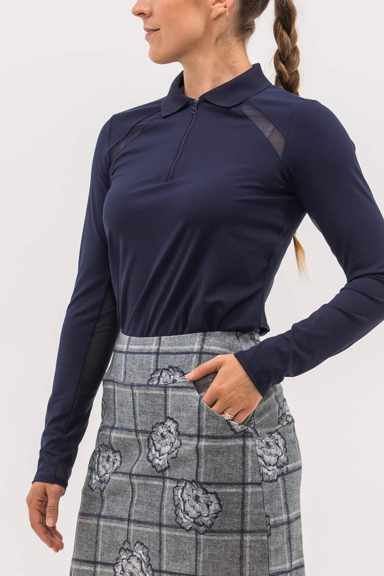 Mesh Inset LS Polo