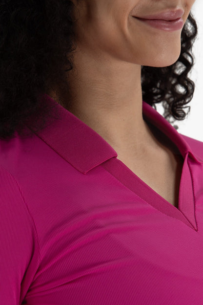 Rib LS V-Neck Polo