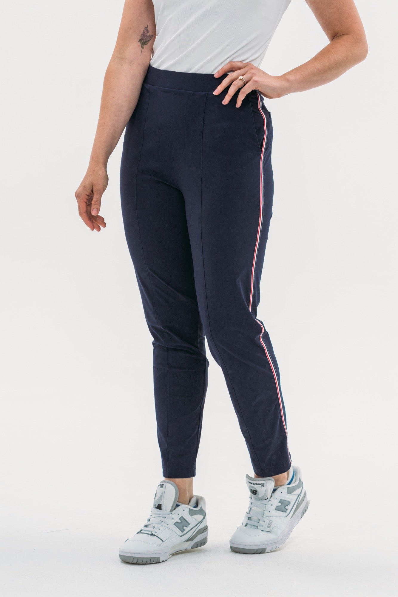 Ribbon Trim Pull-On Ankle Pant