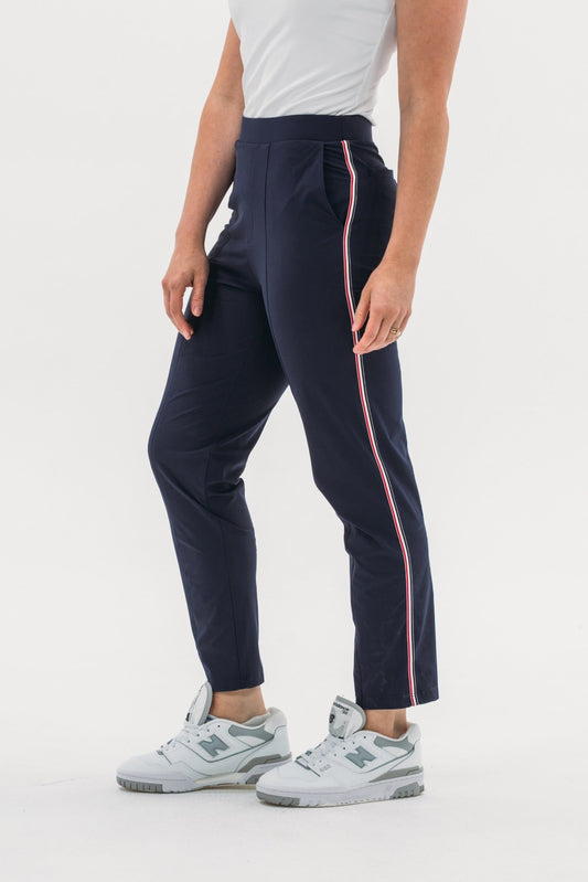 Ribbon Trim Pull-On Ankle Pant
