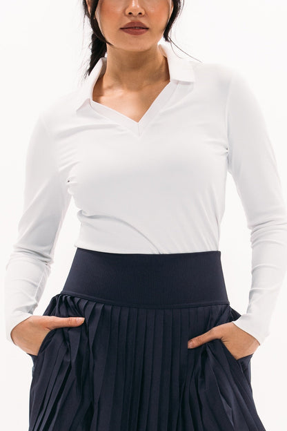 Rib LS V-Neck Polo