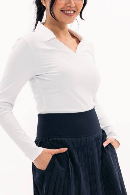 Rib LS V-Neck Polo