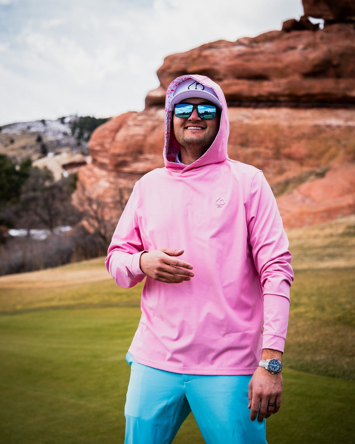 Performance Golf Hoodie - Flamingo Shatter