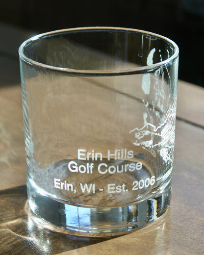 Erin Hills Golf Course - Laser Engraved Course Map Glasses