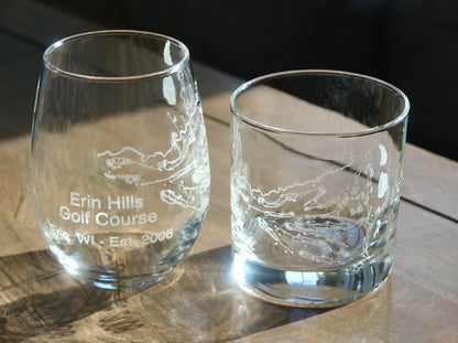 Erin Hills Golf Course - Laser Engraved Course Map Glasses