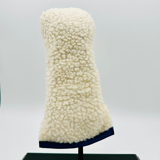 Cream Sherpa Fairway Wood Headcover w/ Navy Trim - Just4Golf