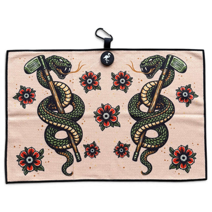 Desert Serpent Golf Towel | 24” x 16” Microfiber Towel | Magnetic Clip & Carabiner | Premium Golf Accessory