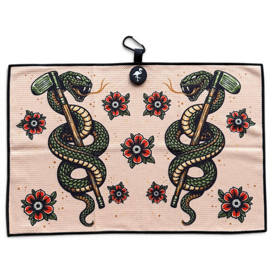 Desert Serpent Golf Towel | 24” x 16” Microfiber Towel | Magnetic Clip & Carabiner | Premium Golf Accessory