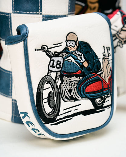 Check Sidecar Mallet Putter Cover - Blue / White