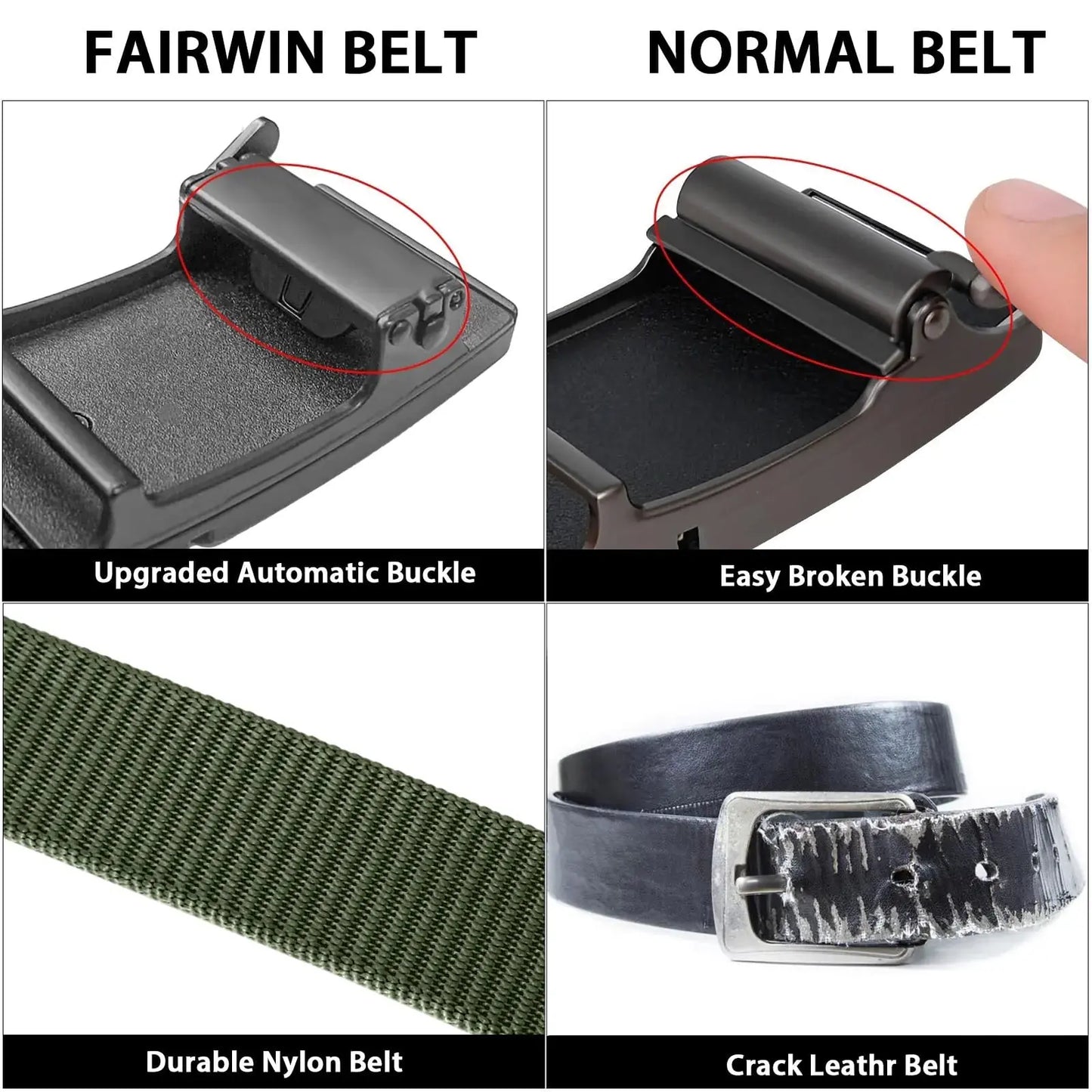 FAIRWIN Automatic Adjustable Ratchet Belt For Men - Casual Golf Web Waist Belt Jeans