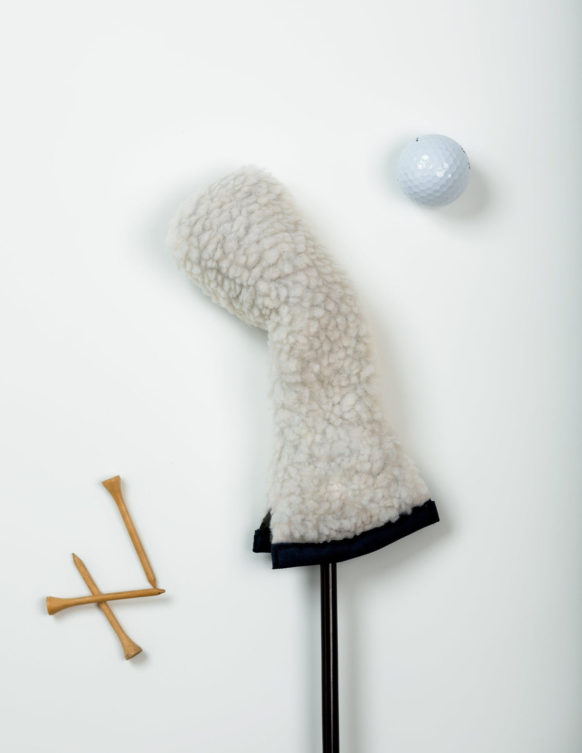 Cream Sherpa Hybrid Headcover w/ Navy Trim - Just4Golf