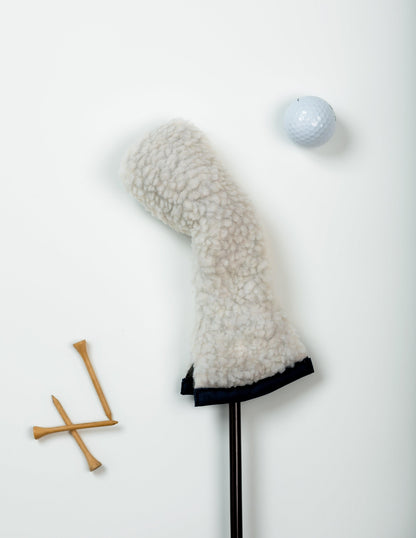 Cream Sherpa Hybrid Headcover w/ Navy Trim - Just4Golf