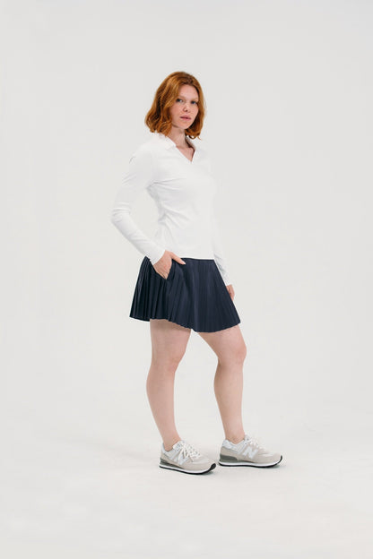 Rib LS V-Neck Polo