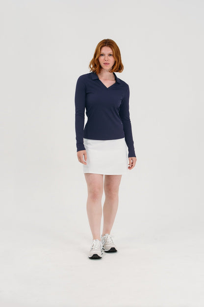Rib LS V-Neck Polo
