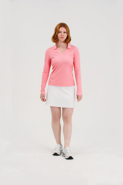 Rib LS V-Neck Polo