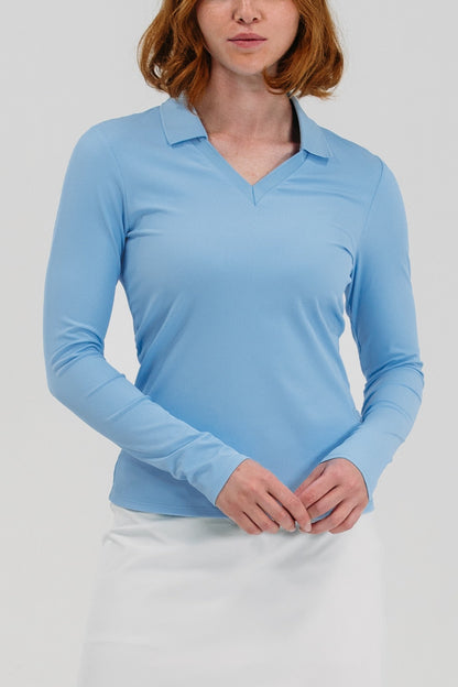 Rib LS V-Neck Polo