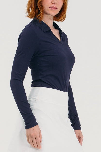 Rib LS V-Neck Polo