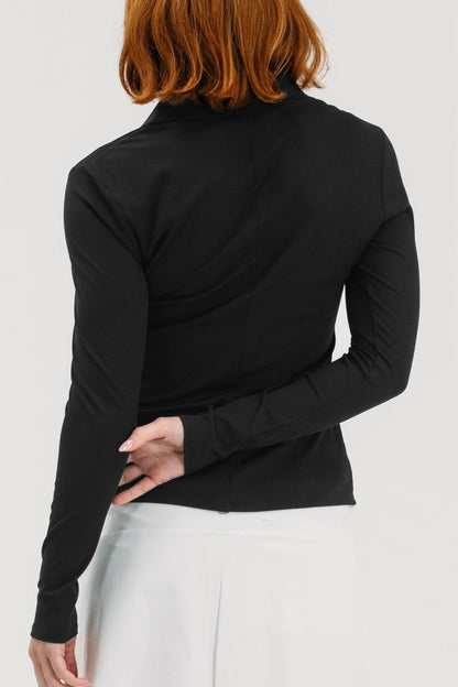 Rib LS V-Neck Polo