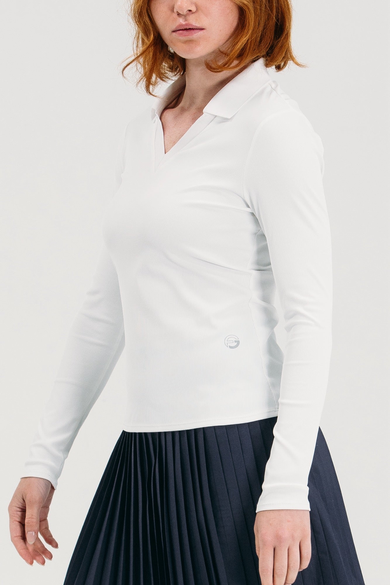 Rib LS V-Neck Polo