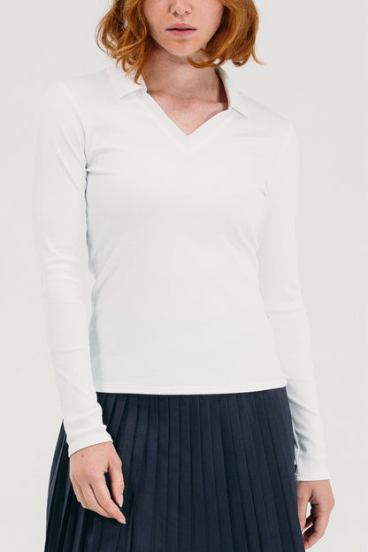 Rib LS V-Neck Polo