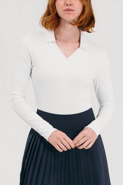 Rib LS V-Neck Polo