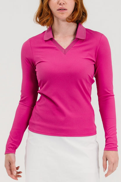 Rib LS V-Neck Polo