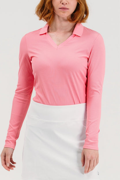 Rib LS V-Neck Polo