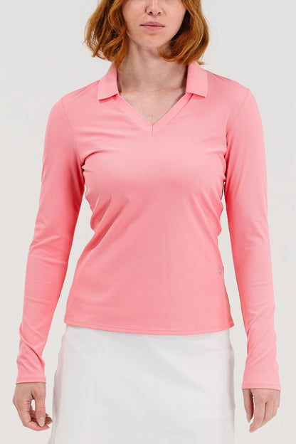Rib LS V-Neck Polo