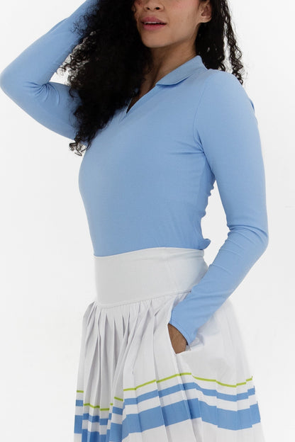 Rib LS V-Neck Polo