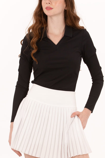Rib LS V-Neck Polo