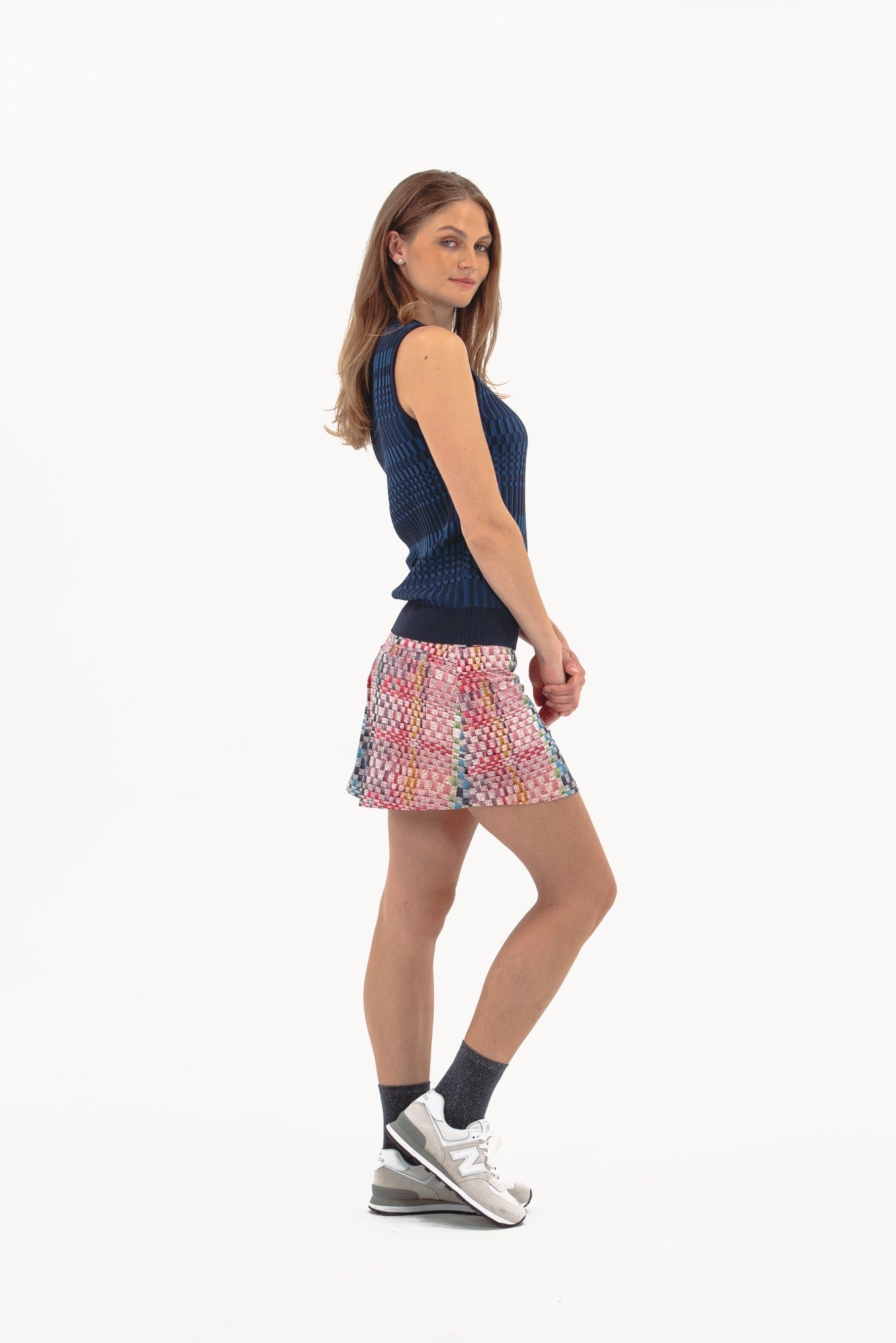Studio Check Print Skirt