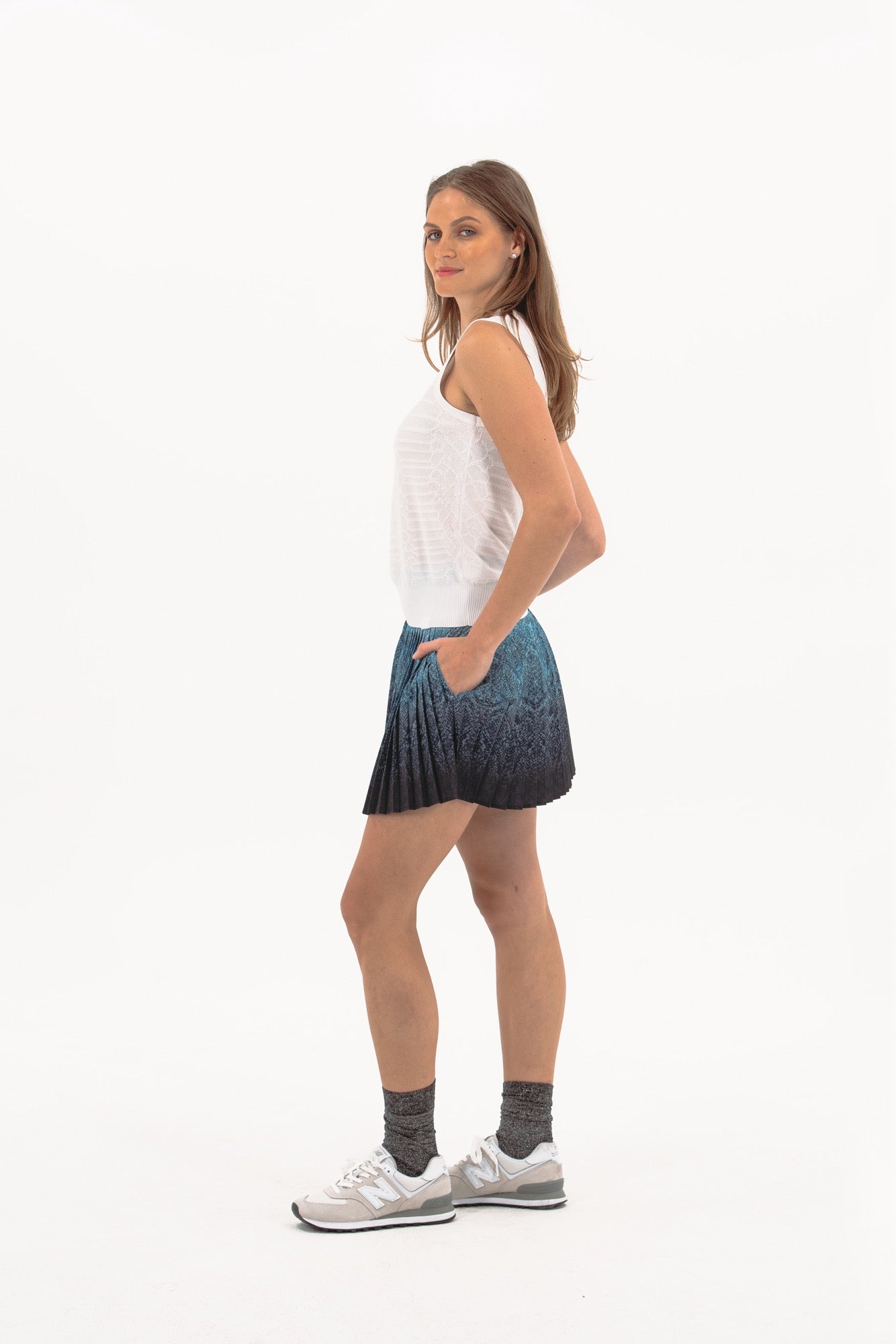 Ombre Snake Pleated Skirt