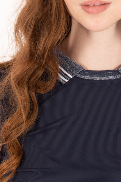 Rib LS Crew Neck Polo