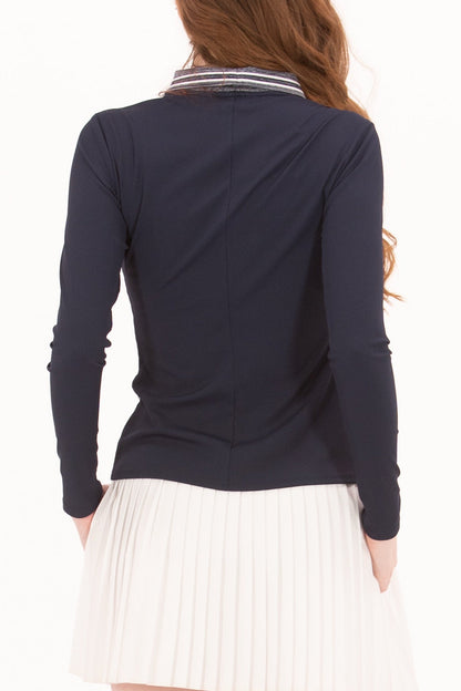 Rib LS Crew Neck Polo