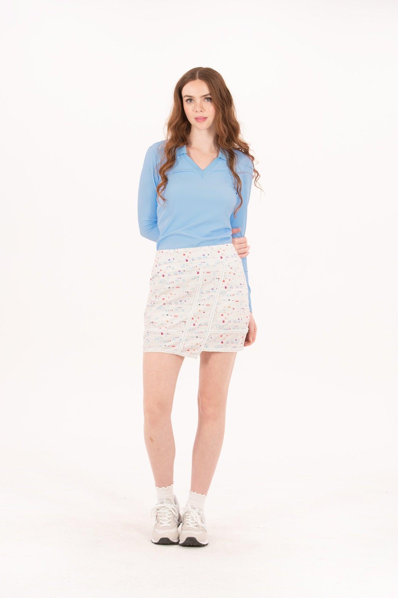 FG-0943BoucleTrimFauxWrapSkirt-13 - GOLF LEAGUE