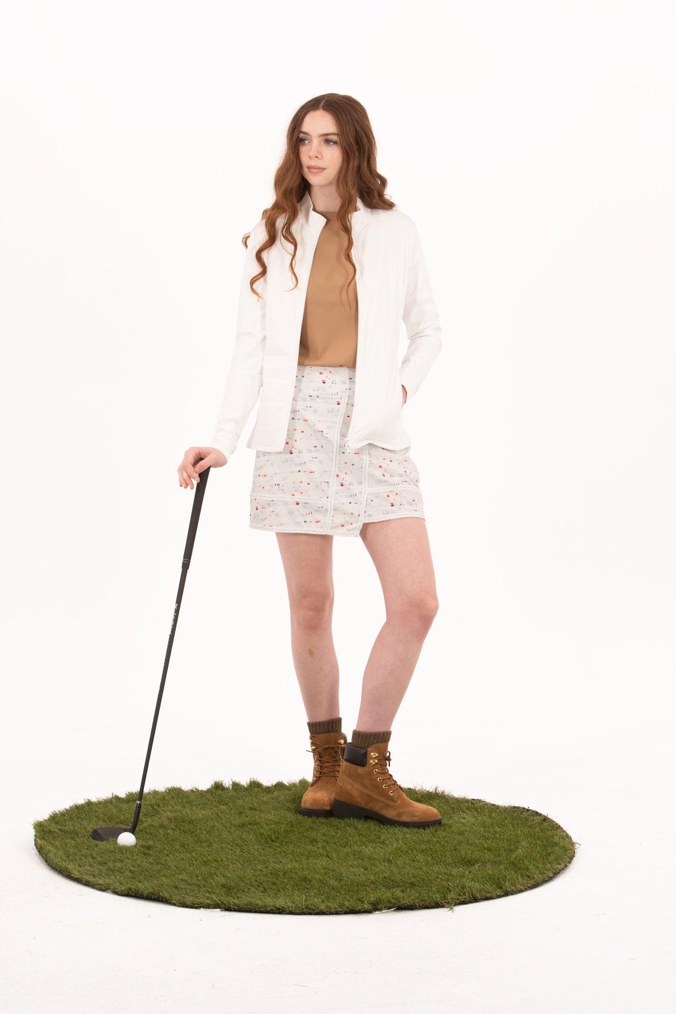 FG-0943BoucleTrimFauxWrapSkirt-15 - GOLF LEAGUE